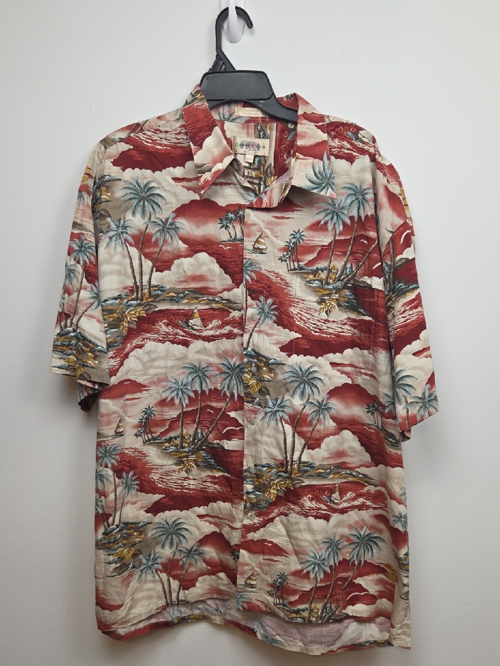 Campia Moda Hawaiian Aloha 100% Cotton Button Down Tropical Shirt Vacation XXL